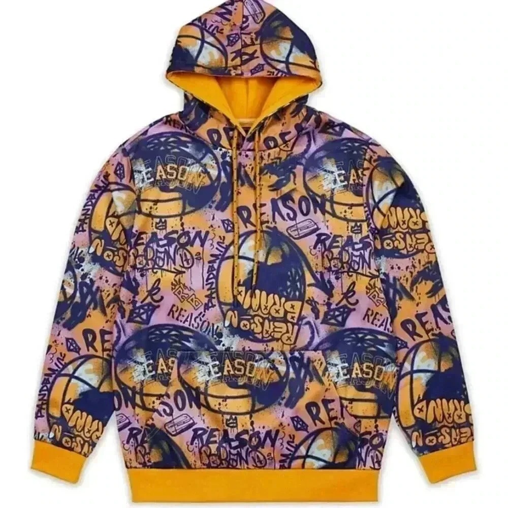 Reason Pullover Hoodie Medium Graffiti Print Graphic Sweatshirt - Medium